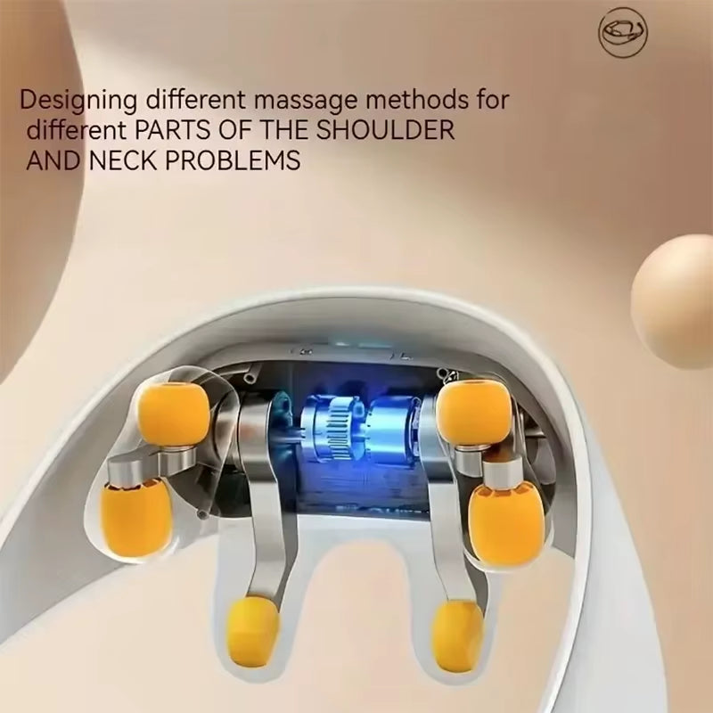 Wireless Neck Massager with Hot Compress Neck and Back Shoulder Shiatsu Kneading Massage Shawl Neck Cervical Relaxing Trapezius